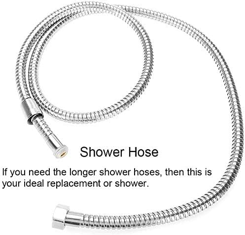 REQUISITE NEEDS Stainless Steel Flexible Pipe Shower Hose Chrome Anti-Kink with 2 Washers - Universal Size (2.5 M)