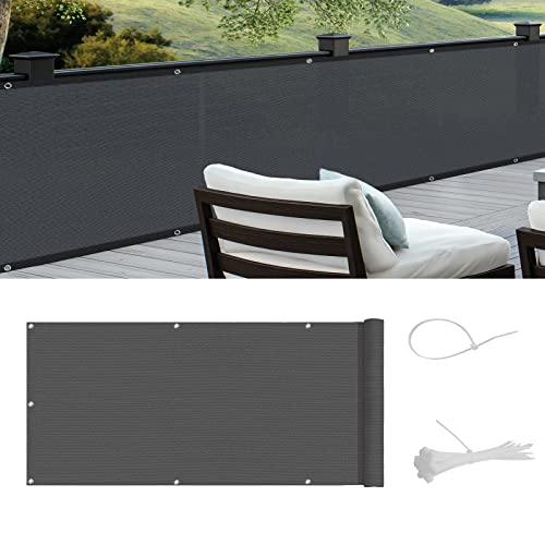 Cool Area balcony privacy screen, anti-peeping, windproof, anti-ultraviolet, HDPE balcony cover, 90x500cm,Graphite