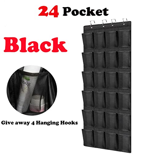 NC Hanging Organiser Over the Door, Shoe Racks with 24 Mesh Pockets 4 Door Hooks, Shoe Storage Organiser Holder Tidy with Large Fabric Pockets Sh