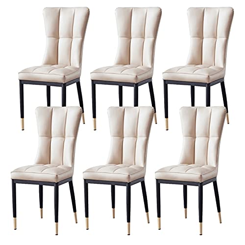 Kitchen Dining Room Furniture Chairs Dining Chairs Set Of 6 Matte PU Leather Upholstered Kitchen Side Chairs Mid Century Modern Metal Leg Living