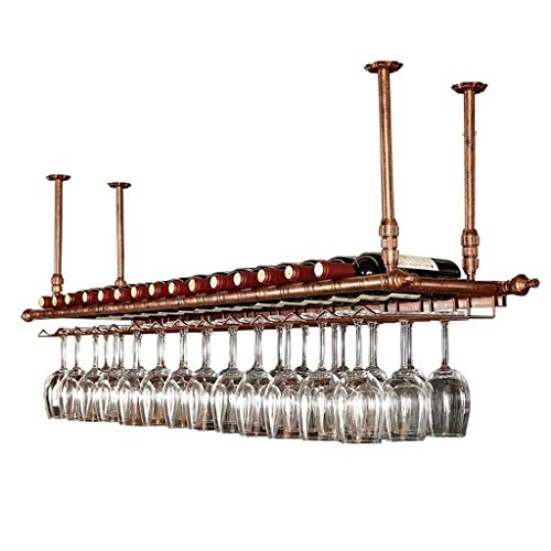 Ndustrial Vintage Ceiling Stylish Simplicity Wine Rack Metal Simple Display Storage Wine Glass Holder Goblet Holder Adjustable Height Restaurant