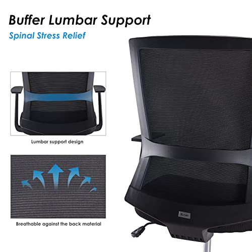 Sunon Ergonomic Office Chair - Mesh Mid-Back Desk Chair with Lumbar Support and Rollerblade Wheels