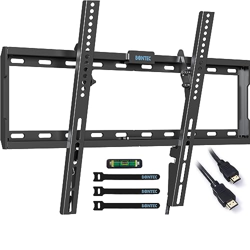 BONTEC TV Wall Bracket for 37-80 inch LED LCD OLED Plasma Flat Curved TVs, Tilt TV Wall Mount Holds TV up to 55kg, Max VESA 600 x400mm, Bubble Le
