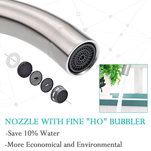 Kitchen Taps Stainless Steel Kitchen Sink Tap Mixer Brushed Nickel Single Lever 360º Swivel Spout Monobloc Mixer Taps for Kitchen Sink High Arc H