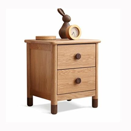N/A All Solid Wood Minimalist Bedroom Bedside Cabinet, Bedside Table Double Drawer Design Locker