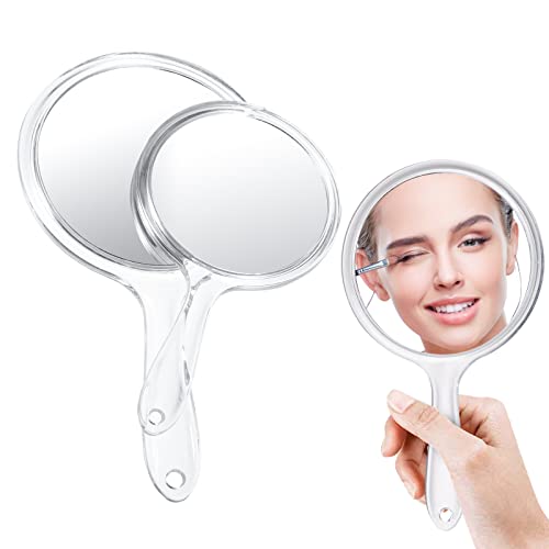letcdfer Mirror Handheld 1X & 3X Hand Mirror With Handle Double Sided Handheld Mirror Makeup Mirror Magnifying (11 * 20 cm)