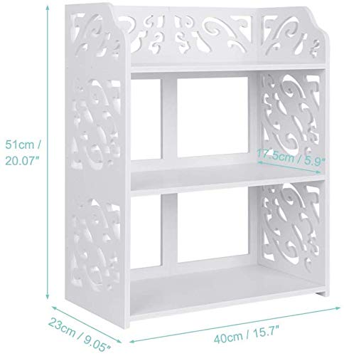 Shoe Rack White Floor Standing 3 Tiers Shoe Rack Bathroom Shelf Modern Carved Shoe Cabinet Storage Rack Organiser Shelf Unit for Entrance Hall Ba