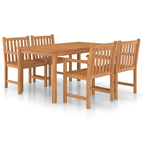 DLOETT Garden Dining Set 5pcs Solid Teak Wood Garden Furniture Garden Set Minimalist Outdoor Furniture