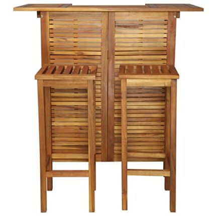 WALNUT Bar Tables and Chairs Set Dining Room High Top Counter Height Table Set for 2 Solid Acacia Wood