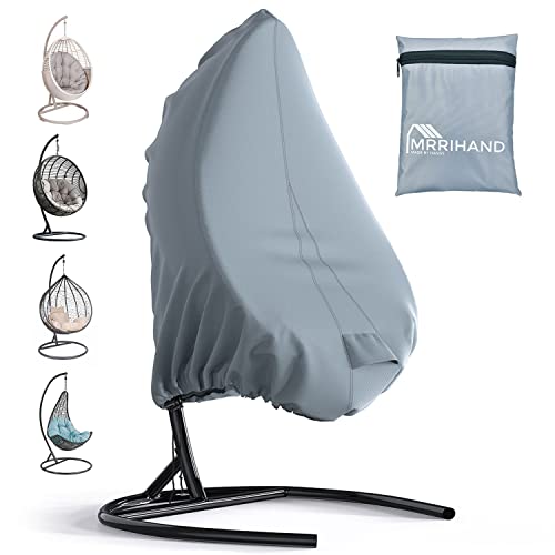 Mrrihand Hanging Egg Chair Cover with Air Outlet 190x115cm,Grey Egg Swing Chair Cover Waterproof with Zipper and Drawstring,Garden Swinging Chair