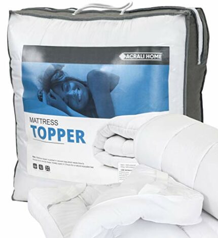 ACRALI HOME Mattress Topper Double Bed 4 Inch Thick - Quilted Double Mattress Topper Made with Fluffy Hypoallergenic Microfibre with Strong Corne