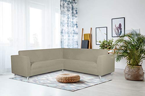 Italian Bed Linen Dahlia Corner Sofa Cover, 92% polyester + 8% elastometer, Brown