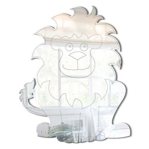 Mungai Mirrors 15cm Jungle Lion Acrylic Mirror, Silver, 200