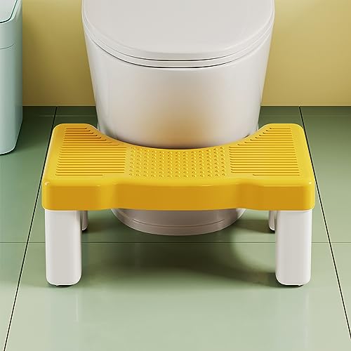 Uaniar Toilet Stool Squat Adult, Plastic Poop Stool for Bathroom Adults, Potty Foot Stool for Kids Seniors with Non-Slip Feet, Yellow