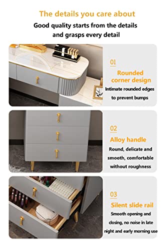 GORKEM Dressing table with LED 3-color lighted mirror Lighted dressing table and sideboard with 3 drawers Ladies and girls dressing table with ot