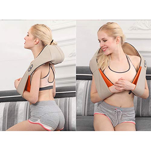 HUANGXING - Neck and Shoulder Massager, Shiatsu Roller Back Shoulder Neck Muscle Massager Body 16 Massage Ball Shawl Spine Belt 4D Infrared Knead