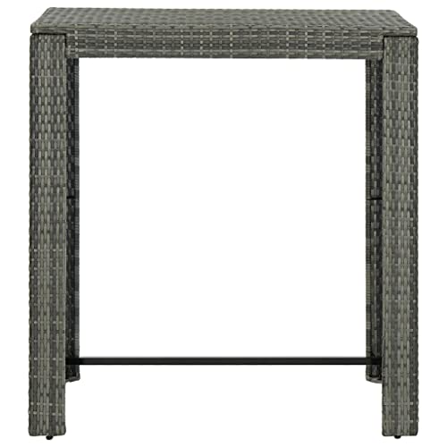 vidaXL Garden Bar Set 7 Piece with Cushions Outdoor Patio Terrace Backyard Furniture Dining Table and Chair Seating Poly Rattan Grey