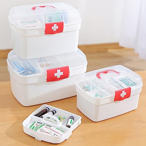 Hpory Medicine Storage Box, Portable Medicine Box Medicine Organiser Box with Handle Buckle, Layering First Aid Medicine Box Dustproof Medicine O