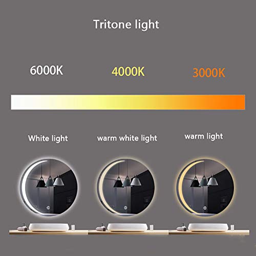 LED Lighted Bathroom Mirror, Touch Switch Control, Anti-Fog Function, IP44 Waterproof, Wall Mounted Fogless Backlit Lighted Makeup Vanity Mirror