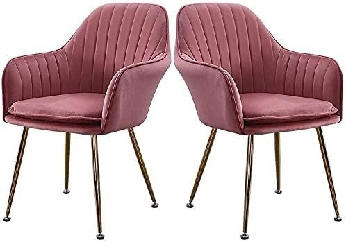 Modern Kitchen Dining Room Chairs Home Kitchen Dining Chair Set Of 2 Living Room Armchair with Metal Legs Velvet Seat and Backrests (Color : Grey