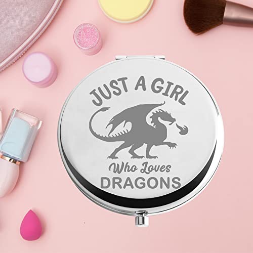KEYCHIN Dragon Pocket Mirror Dragon Lover Gift Just A Girl Who Loves Dragons Compact Makeup Mirror for Women Girls Teenagers (Dragon-Mirror)
