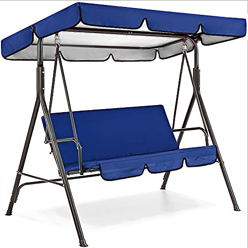 Patio Swing Cover Set, Hammock Cushion for Garden Chair 3 Seater Patio Swing Canopy Top Cover Set Waterproof Swing Seat Pads