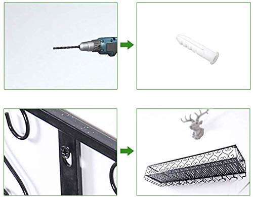 MiroDo Metal Wine Rack Wall Mounted, Wine Bottle Holder Glasses Stemware Hanger Shelf, Rustic Wine Storage Rack Home & Kitchen DÉCor, Household W