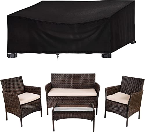 Straame - Outdoor Furniture Protection Cover – Heavy Duty 420D Oxford Fabric – Waterproof & Windproof Anti-UV Rectangular Patio Table Cover with