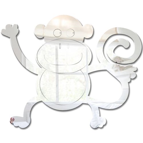 Mungai Mirrors 15cm Jungle Monkey Acrylic Mirror, Silver, 208