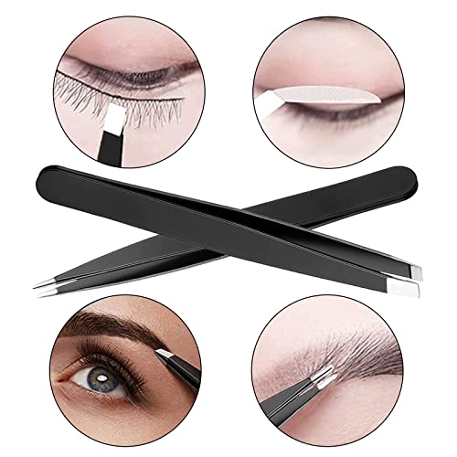 MIVAIUN 4 Pieces Detail Magnifying Mirror and Tweezers Kit Makeup Mirror Suction Cup Mirror Travel Mirror 15X 10X for Makeup Eyebrow Tweezing Mak