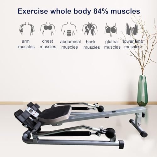 HAWEWE Hydraulic Rowing Machine For Home Use Resistance Adjustable Rower Machine With LCD Monitor Home Gym Up To 264lbs Weight Capacity