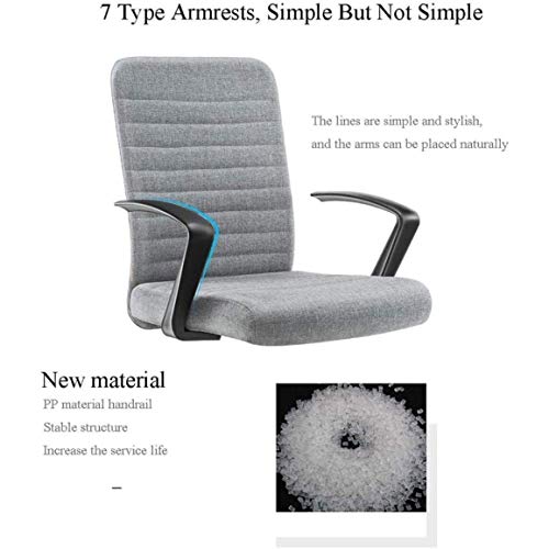 LZQDM Home Office Chair, Gray Office Chair, Comfortable Upholstered Computer Chair, Adjustable Height Swivel Chair, Home Office Furniture