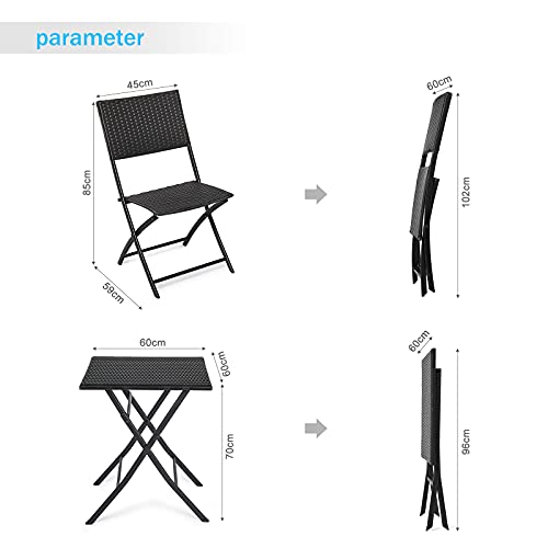 IWMH Garden Furniture Sets, Garden Folding Table and Chairs, Folding Outdoor Furniture Set for Garden, 3 Pieces Outdoor Dining for Patio, Backyar