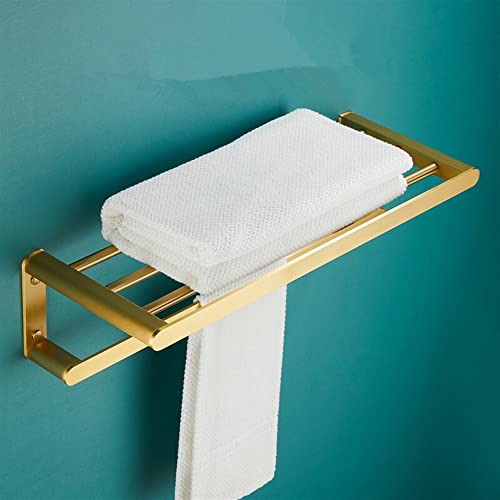 HIGOH Towel Racks,Bathroom Towel Rack Wall Mounted Towel Holder,Bath Hardware,Brushed Aluminum Towel Rack Towel Bar Corner Shelf,Nail Punched