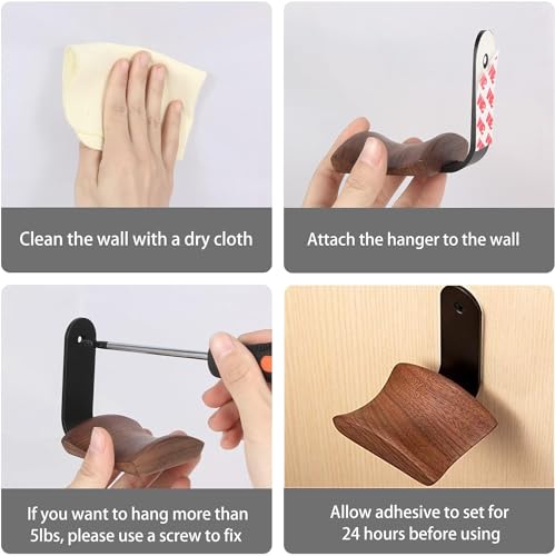 Headphone Hook Holder Hanger Mount,Headset Stand Hook Wall Mount Walnut Wood Headphone Holder for Audio,Studio &PC Gaming Headphones (walnut)