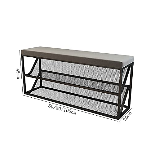 shoe storage bench ottoman Storage Benches Entry Shoe Bench With Comfy Cushion,③-Tier Metal Mesh Shoe Rack Bench Shoe Organizer,Modern Hallway Sh