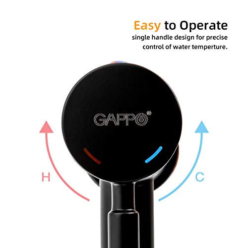 GAPPO Monobloc Basin Mixer Tap with Lead Free Stainless Steel Single Lever Bathroom Sink Taps, Matte Black