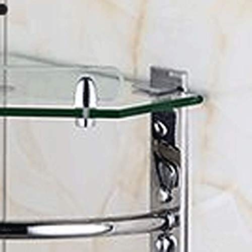N/A Bathroom 2-Tier Glass Corner Shelf With Towel Bar Wall Mounted Extra Thick Tempered Glass