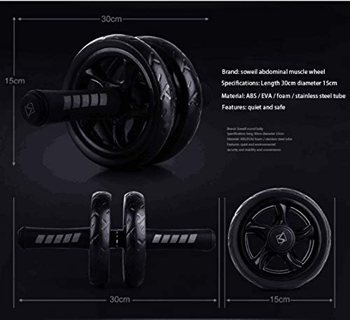 H&S Ab Roller for Strength Training Equipment - Abs Sit Up Exercise Wheel for home gym with Extra Thick Knee Pad Mat - Ab Trainer w/Dual Glide Wh