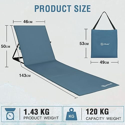 Homecall Beach mat polyester backrest adjustable blue