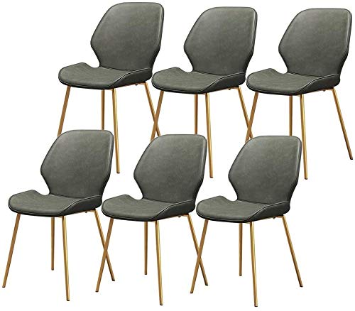 dining chair Kitchen Dining Room Furniture Chairs Dining Chairs Set Of 6 Vintage Dining Side Chairs PU Cushion Seat Bar Chairs Metal Legs Non-Sli