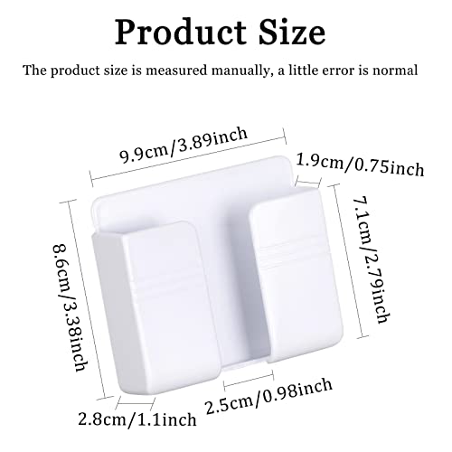 CIOUYAOS 4PCS Wall Mount Phone Holder with Adhesive, Charging Stand Holders with Data Cable Receiving Hole, Multipurpose Control Storage Box for