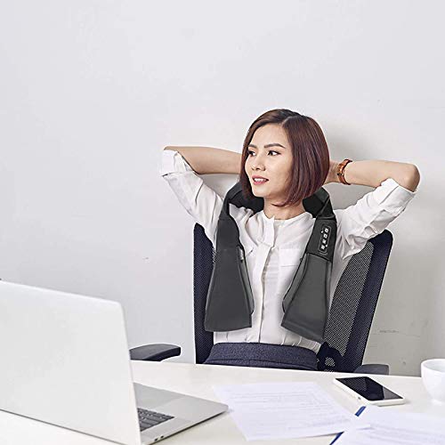 HUANGXING - Neck and Shoulder Massager, Shiatsu Roller Back Shoulder Neck Muscle Massager Body 16 Massage Ball Shawl Spine Belt 4D Infrared Knead