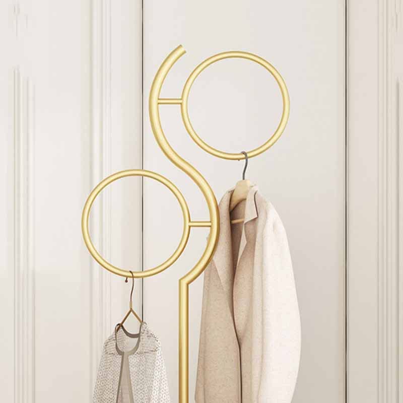 maozi Floor Hall Golden Metal Clothes Hanger Standing Coat Rack Foot Garment Entrance Coat Rack Home Furnitur