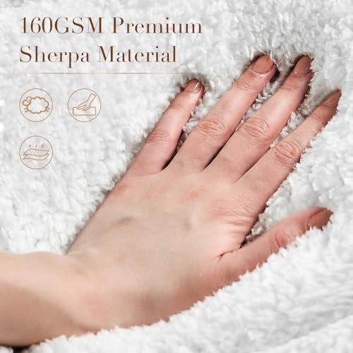 King Mattress Topper, Cymula Extra Thick Sherpa Mattress Pad with 900GSM Down for Back Pain Bed, Soft Plush Mattress Cover Fluffy Pillow Top with