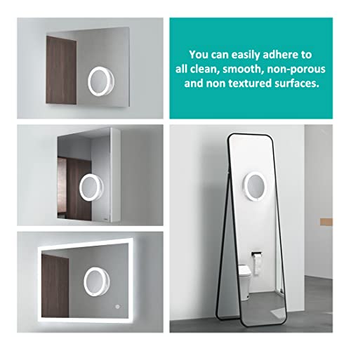 EMKE Magnifying Vanity Mirror with LED Light - 5X Portable Illuminated Travel Makeup Mirror, Bathroom Shaving Mirror with Natural Daylight, Butto