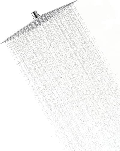 Hibbent Rain Shower Head 8 Inch, Stainless Steel Cover Rain Shower Head, Square Built-in Shower Heads, Mirror-Like Appearance, Swivelling Beam An