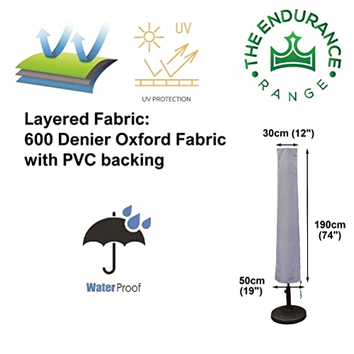 Kingsbridge Parasol Cover Waterproof 600D Heavy Duty Rip Proof Fabric Anti UV HxW 190x30/50cm Outdoor Patio Umbrella Cover Fits 2.7m 3m 9ft-11f P