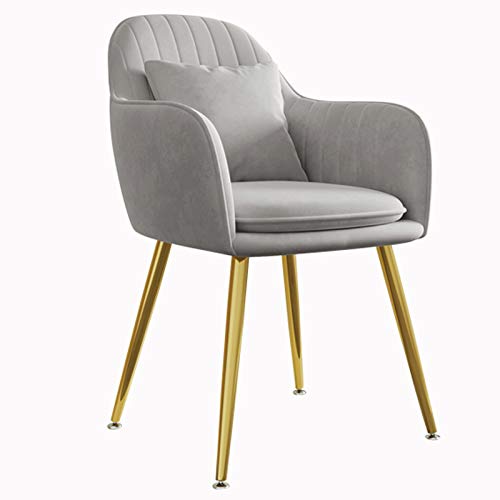 Modern Kitchen Dining Room Chairs Velvet Dining Chair Metal Legs Living Room Chairs With Armrests Backrest Kitchen Dining Chairs (Color : White,