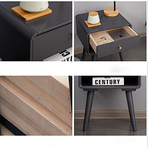 JYDQM Nordic All Solid Wood Bedroom Bedside Table Home Log Bed Simple Storage Cabinet Walnut Color